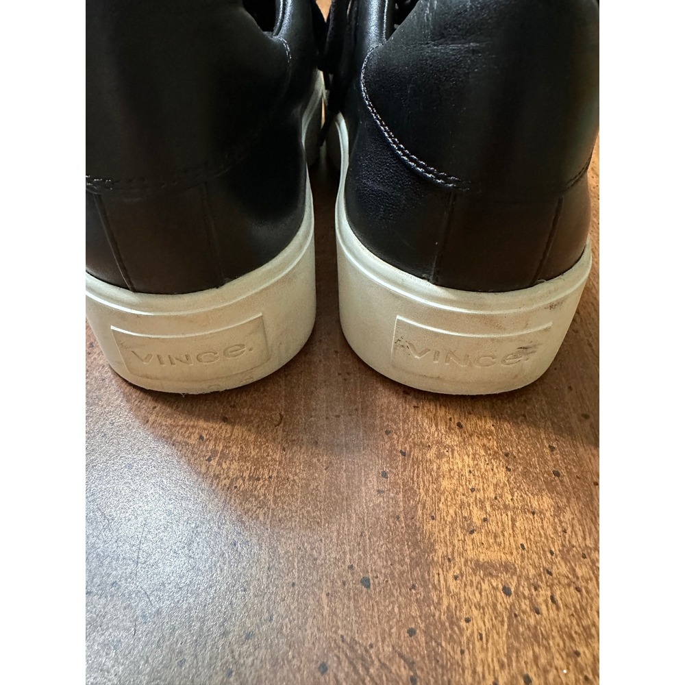 Vince‎ Black Leather Lace Up Low Top Sneakers Women's Size 7.5 - Picture 3 of 7